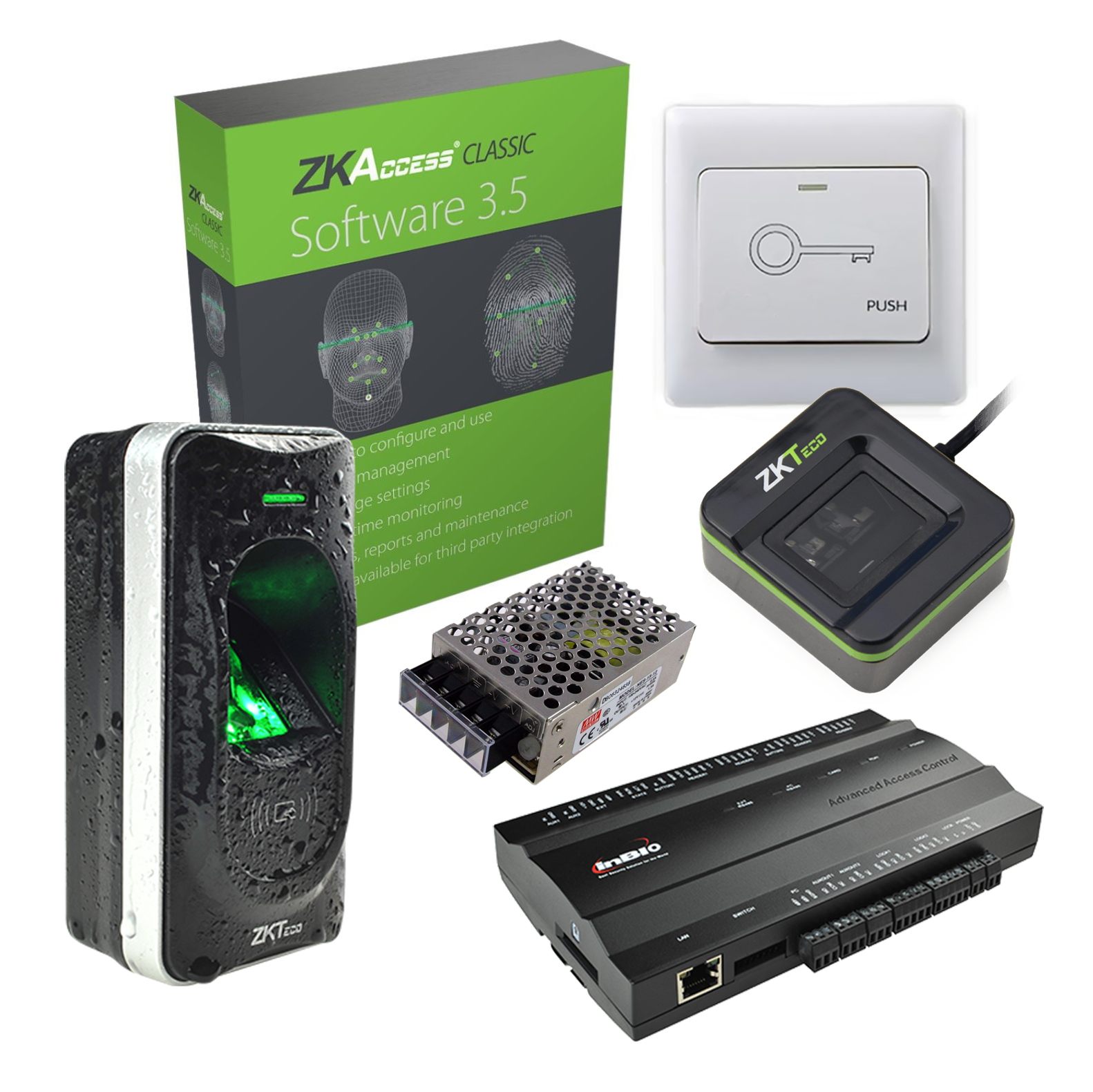 ZKTeco Fingerprint & RFID Outdoor Access Control Bundle - Idency